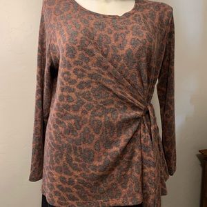 Rust, grey, touch of red, leopard print size 1X